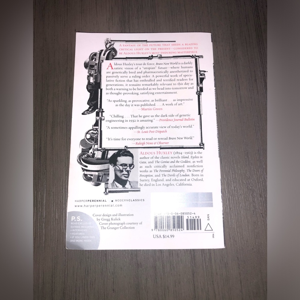 Brave New World by Aldous Huxley Paperback ISBN 9780060850524 - Picture 2 of 2